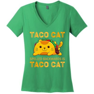 TacoCat Cinco de Mayo TacoCat Tacos Women's V-Neck T-Shirt