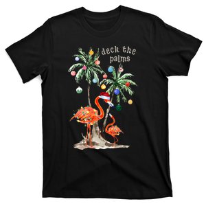 Tropical Christmas Deck The Palms Holiday Flamingo T-Shirt