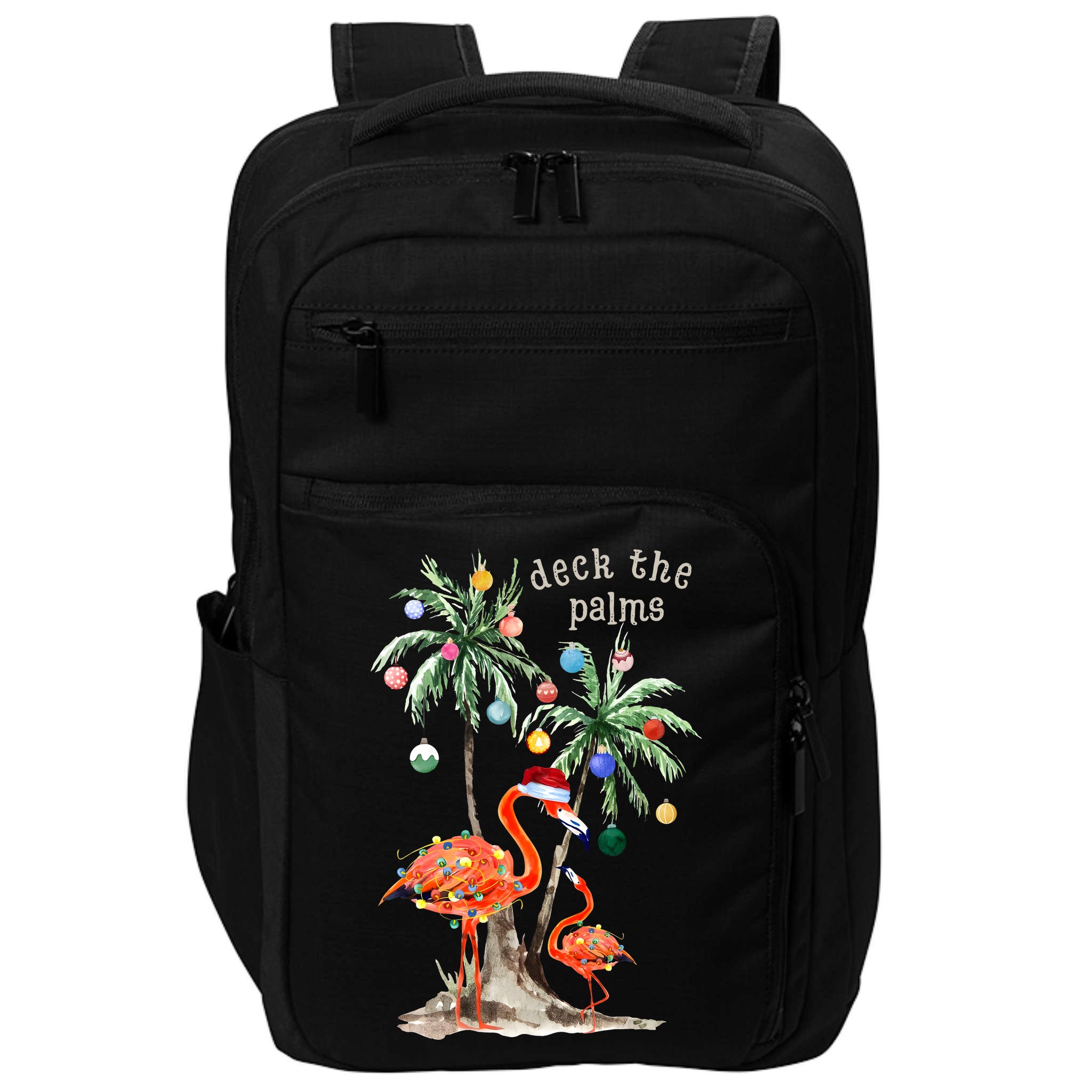 Tropical Christmas Deck The Palms Holiday Flamingo Impact Tech Backpack
