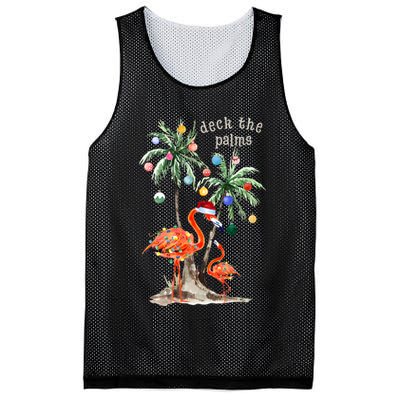 Tropical Christmas Deck The Palms Holiday Flamingo Mesh Reversible Basketball Jersey Tank