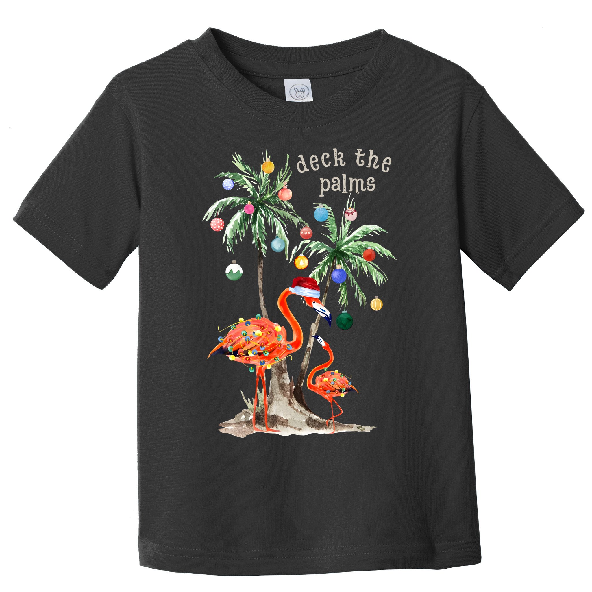 Tropical Christmas Deck The Palms Holiday Flamingo Toddler T-Shirt
