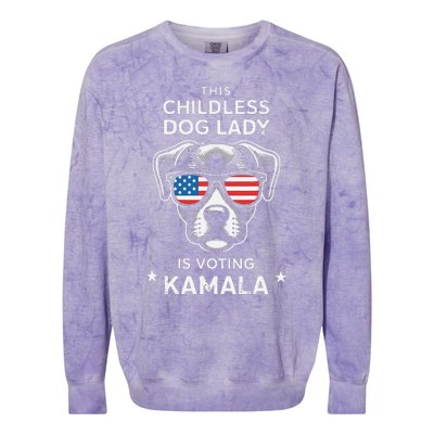 This Childless Dog Lady Is Voting Kamala Harris 2024 Gift Colorblast Crewneck Sweatshirt