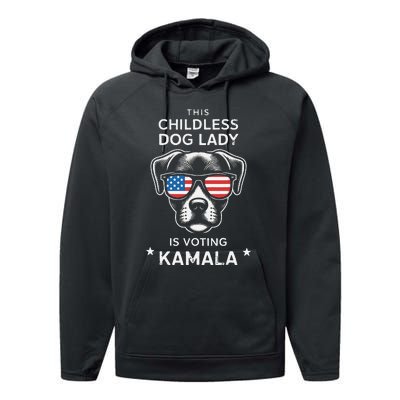 This Childless Dog Lady Is Voting Kamala Harris 2024 Gift Performance Fleece Hoodie