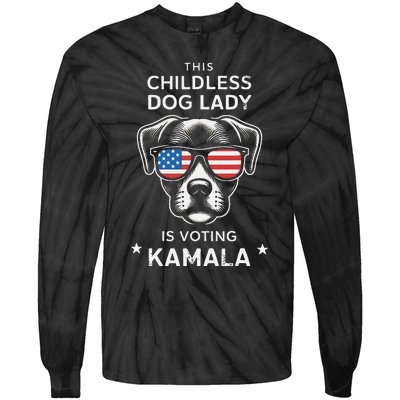 This Childless Dog Lady Is Voting Kamala Harris 2024 Gift Tie-Dye Long Sleeve Shirt