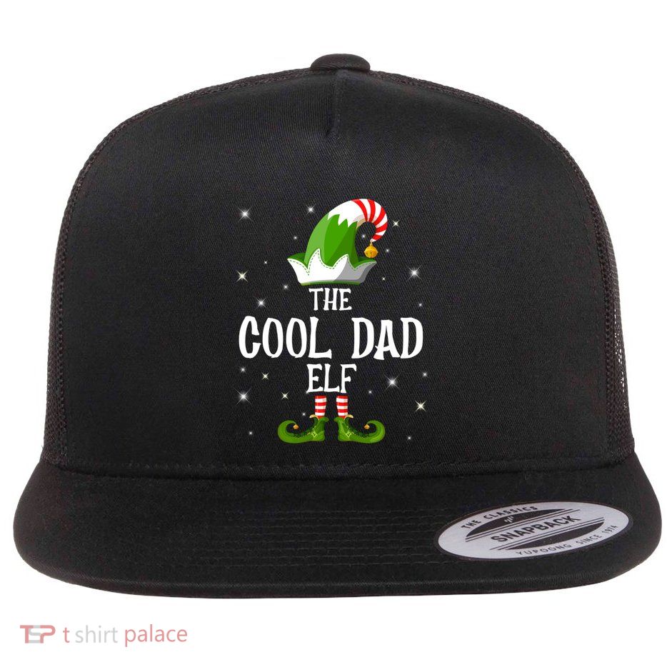 The Cool Dad Elf Family Matching Group Christmas Cool Gift Flat Bill Trucker Hat