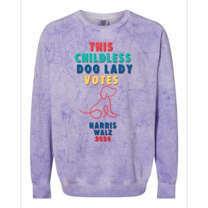 This Childless Dog Lady Votes Kamala Harris Walz 2024 Colorblast Crewneck Sweatshirt