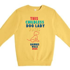 This Childless Dog Lady Votes Kamala Harris Walz 2024 Premium Crewneck Sweatshirt