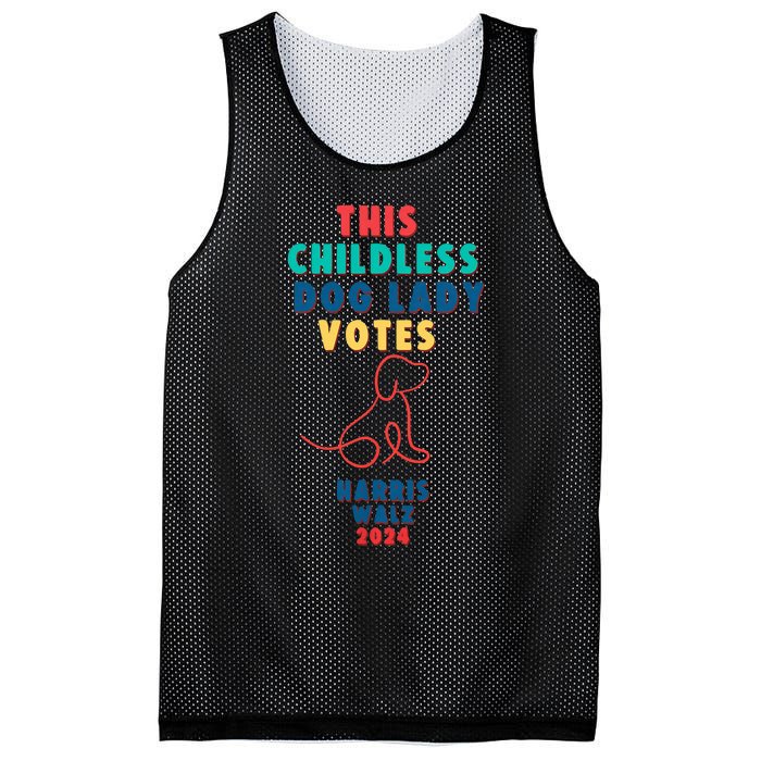 This Childless Dog Lady Votes Kamala Harris Walz 2024 Mesh Reversible Basketball Jersey Tank