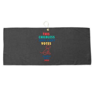 This Childless Dog Lady Votes Kamala Harris Walz 2024 Large Microfiber Waffle Golf Towel