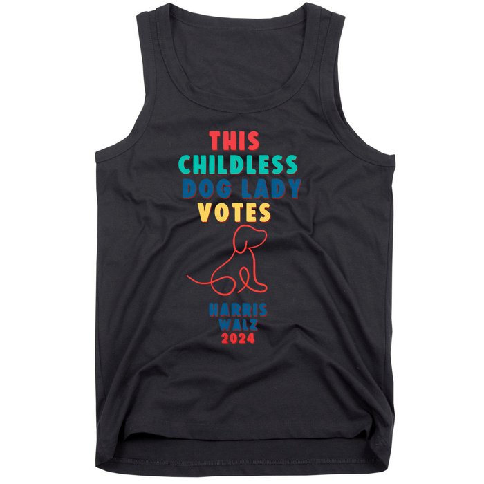 This Childless Dog Lady Votes Kamala Harris Walz 2024 Tank Top