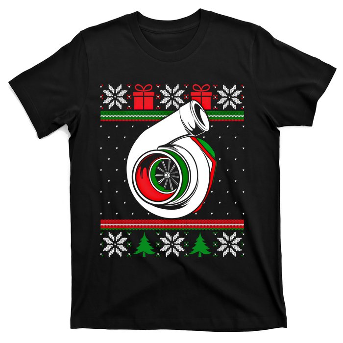 Turbo Car Enthusiast Ugly Christmas Mechanic Racing Drifting Gift T-Shirt