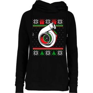 Turbo Car Enthusiast Ugly Christmas Mechanic Racing Drifting Gift Womens Funnel Neck Pullover Hood