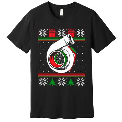 Turbo Car Enthusiast Ugly Christmas Mechanic Racing Drifting Gift Premium T-Shirt