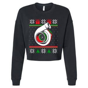 Turbo Car Enthusiast Ugly Christmas Mechanic Racing Drifting Gift Cropped Pullover Crew