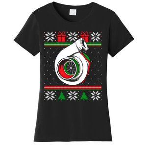 Turbo Car Enthusiast Ugly Christmas Mechanic Racing Drifting Gift Women's T-Shirt