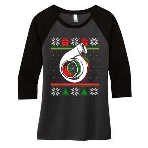 Turbo Car Enthusiast Ugly Christmas Mechanic Racing Drifting Gift Women's Tri-Blend 3/4-Sleeve Raglan Shirt