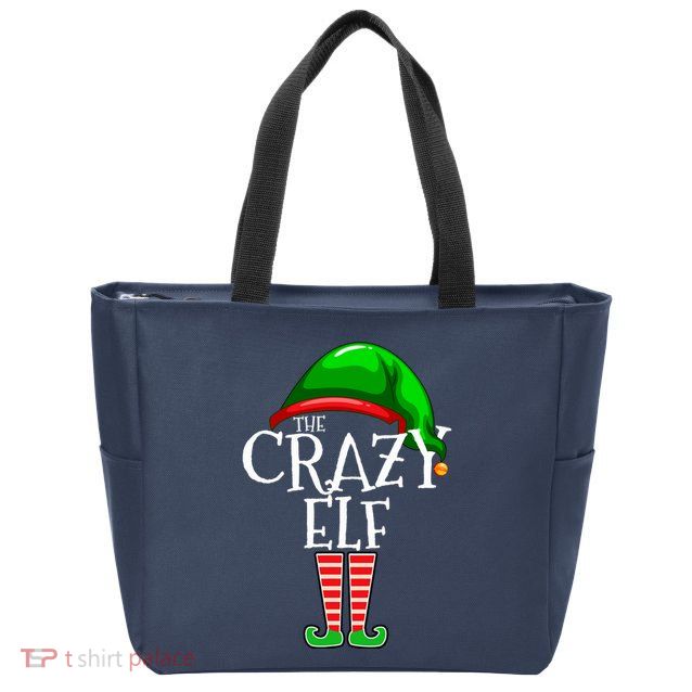 The Crazy Elf Family Matching Group Christmas Gift Funny Zip Tote Bag