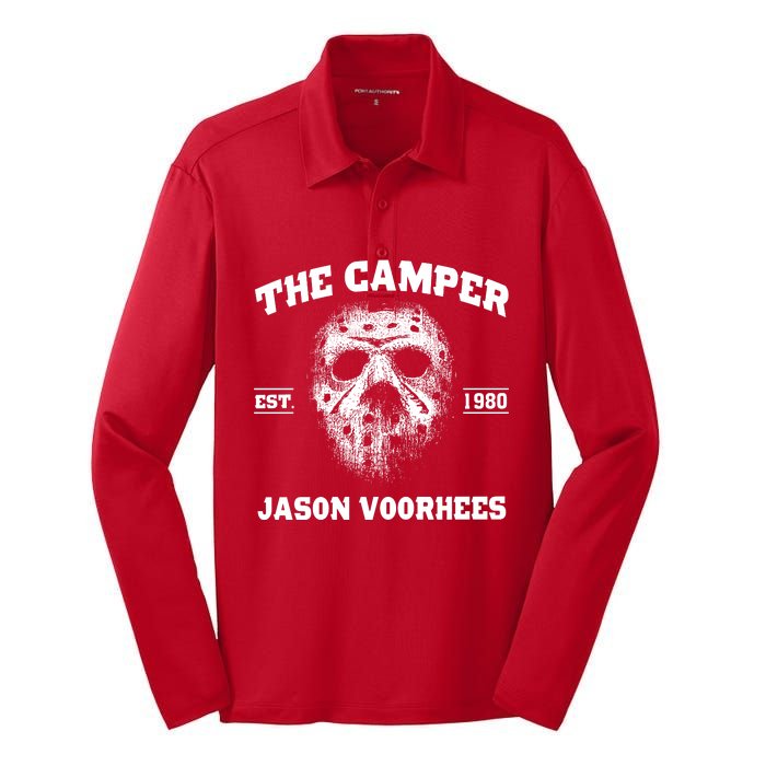 The Camper Est 1980 Jason Scary Horror Night Halloween Silk Touch Performance Long Sleeve Polo