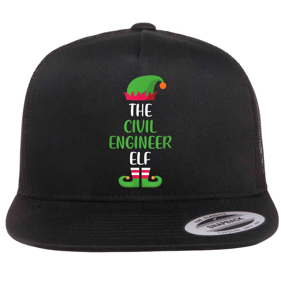 The Civil Engineer Elf Christmas Family Matching Flat Bill Trucker Hat