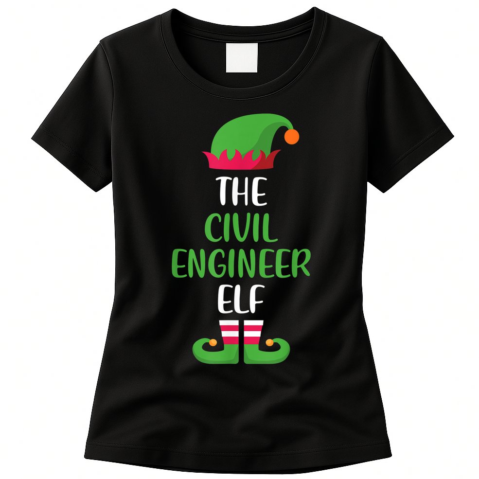 The Civil Engineer Elf Christmas Family Matching Womens T-Shirt