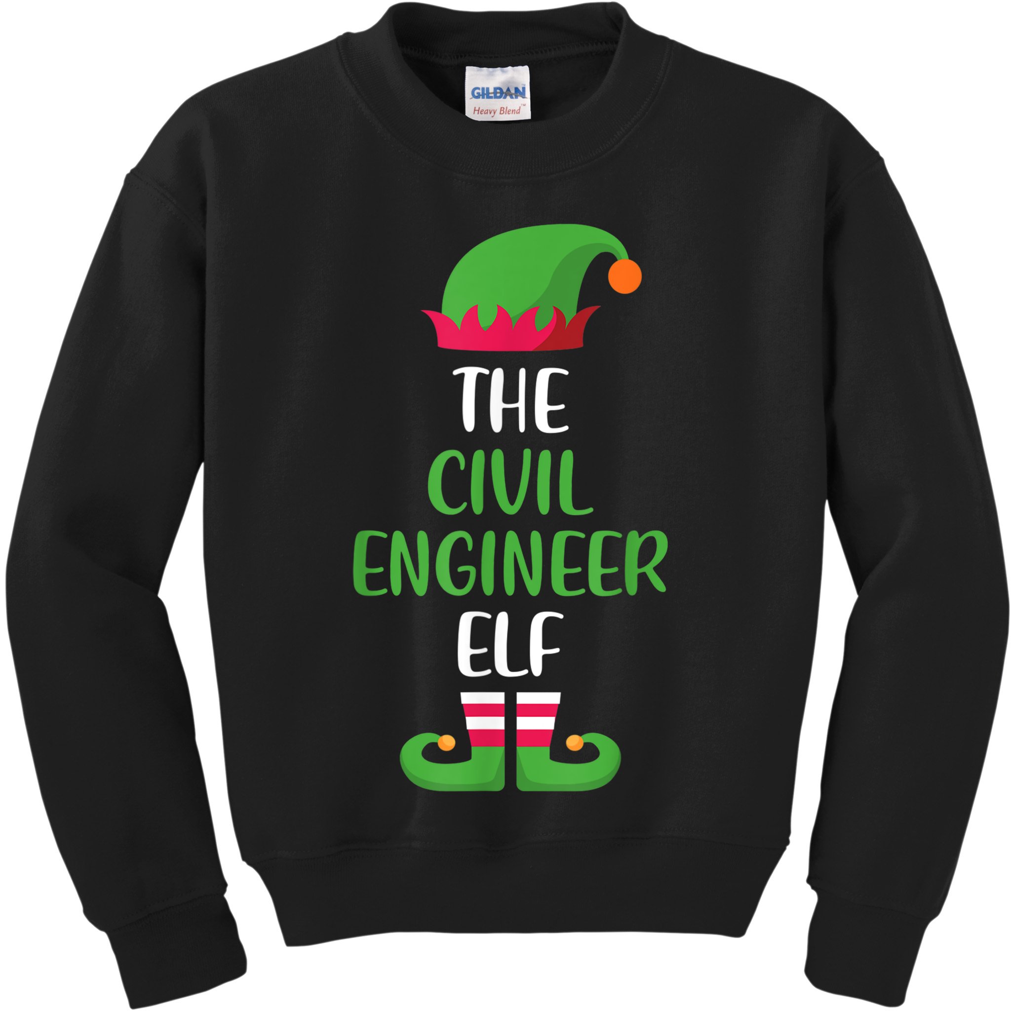 The Civil Engineer Elf Christmas Family Matching Kids Sweatshirt