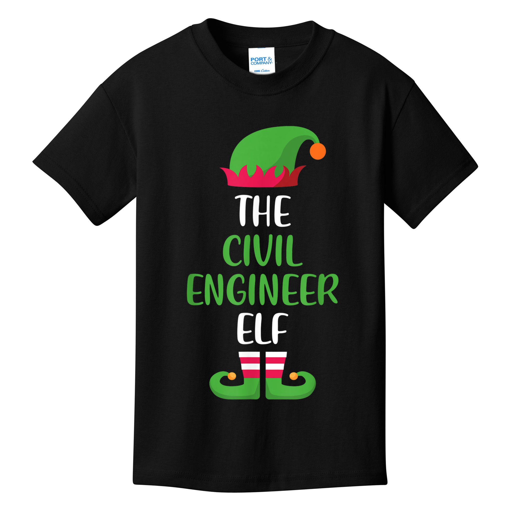 The Civil Engineer Elf Christmas Family Matching Kids T-Shirt