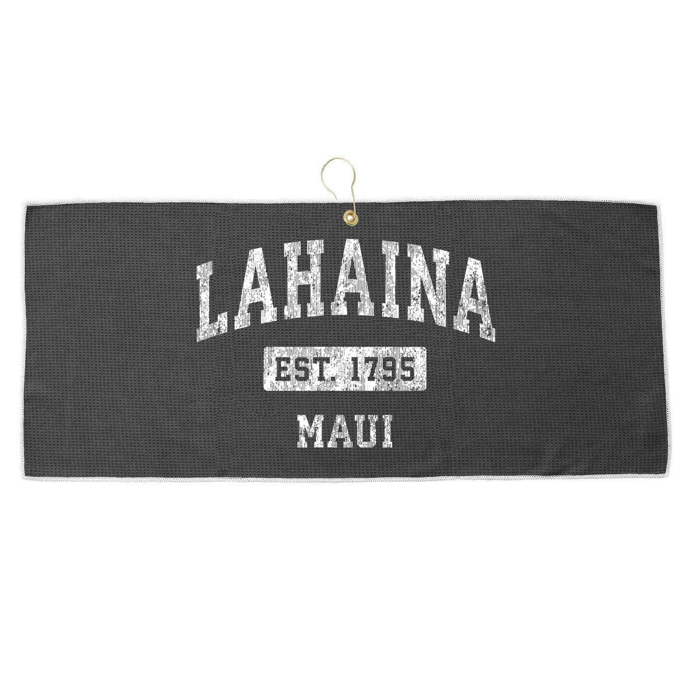 This Classic Established Lahaina Hawaii Shirts Features A Traditional Distressed Large Microfiber Waffle Golf Towel