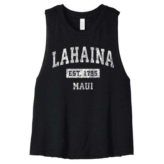 This Classic Established Lahaina Hawaii Shirts Features A Traditional Distressed Women's Racerback Cropped Tank