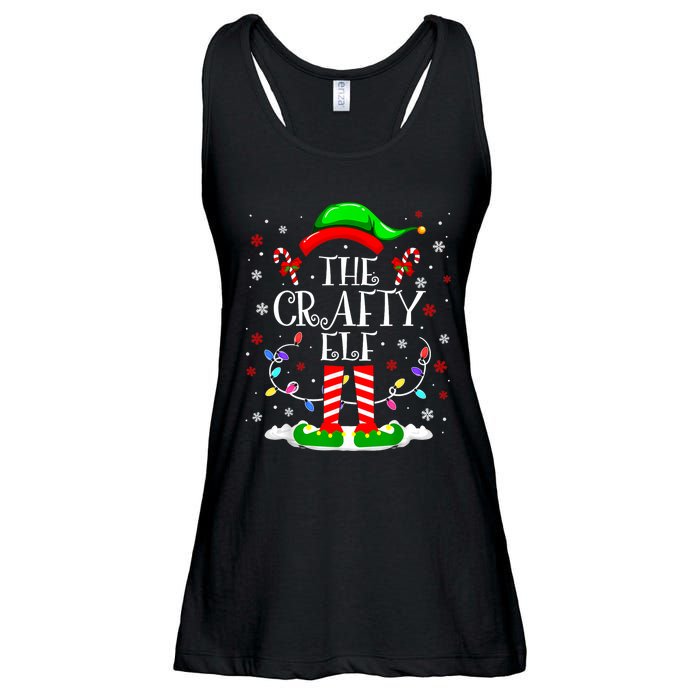 The Crafty Elf Funny Xmas Elf Matching Family Christmas Ladies Essential Flowy Tank