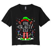 The Crafty Elf Funny Xmas Elf Matching Family Christmas Women's Crop Top Tee