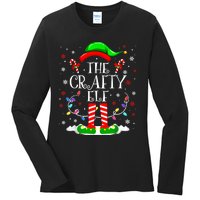 The Crafty Elf Funny Xmas Elf Matching Family Christmas Ladies Long Sleeve Shirt