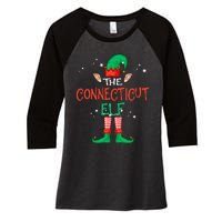 The Connecticut Elf Matching Family Group Christmas Women's Tri-Blend 3/4-Sleeve Raglan Shirt