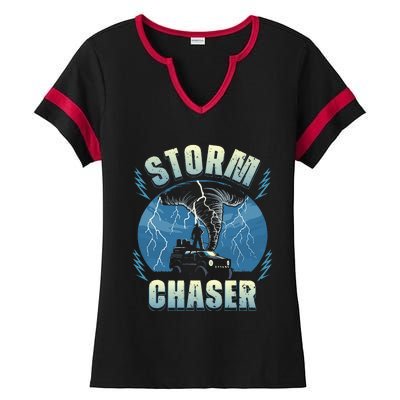 Tornado Chaser Extreme Weather Meteorologist Hunter Off Road Ladies Halftime Notch Neck Tee