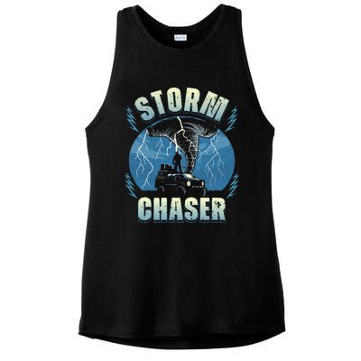 Tornado Chaser Extreme Weather Meteorologist Hunter Off Road Ladies PosiCharge Tri-Blend Wicking Tank