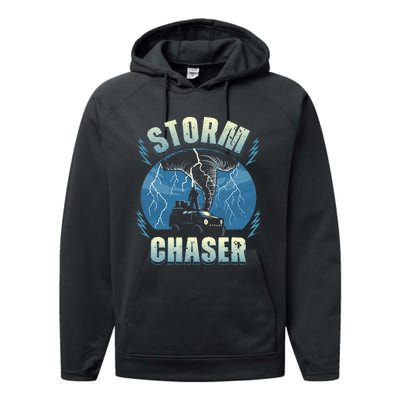 Tornado Chaser Extreme Weather Meteorologist Hunter Off Road Performance Fleece Hoodie