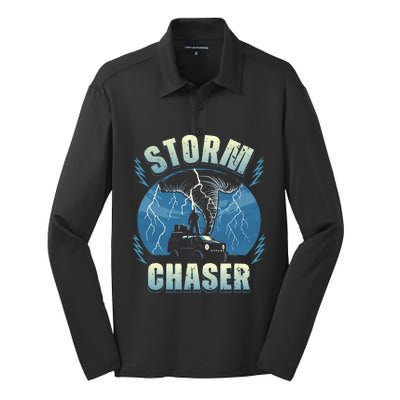 Tornado Chaser Extreme Weather Meteorologist Hunter Off Road Silk Touch Performance Long Sleeve Polo