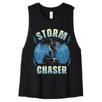 Tornado Chaser Extreme Weather Meteorologist Hunter Off Road Women's Racerback Cropped Tank