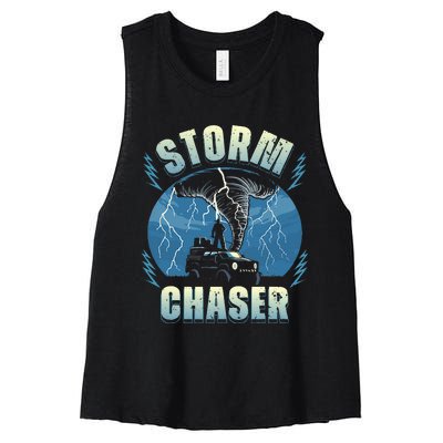 Tornado Chaser Extreme Weather Meteorologist Hunter Off Road Women's Racerback Cropped Tank