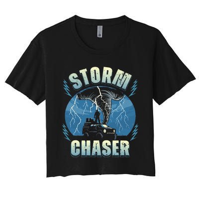 Tornado Chaser Extreme Weather Meteorologist Hunter Off Road Women's Crop Top Tee