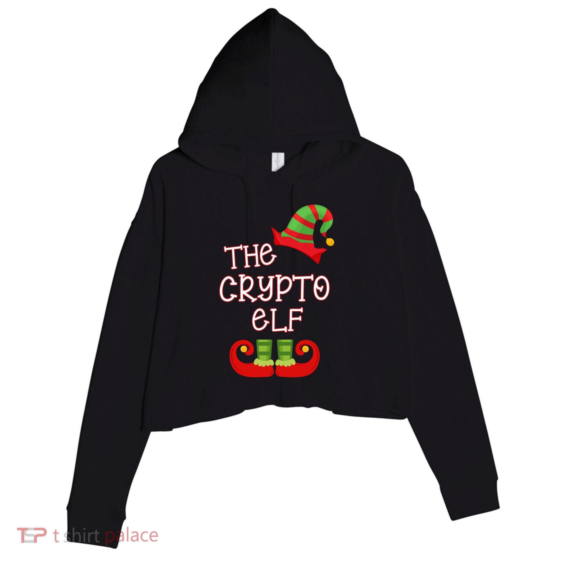 The Crypto Elf Funny Family Matching Christmas Crop Fleece Hoodie