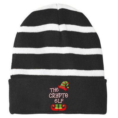 The Crypto Elf Funny Family Matching Christmas Striped Beanie with Solid Band