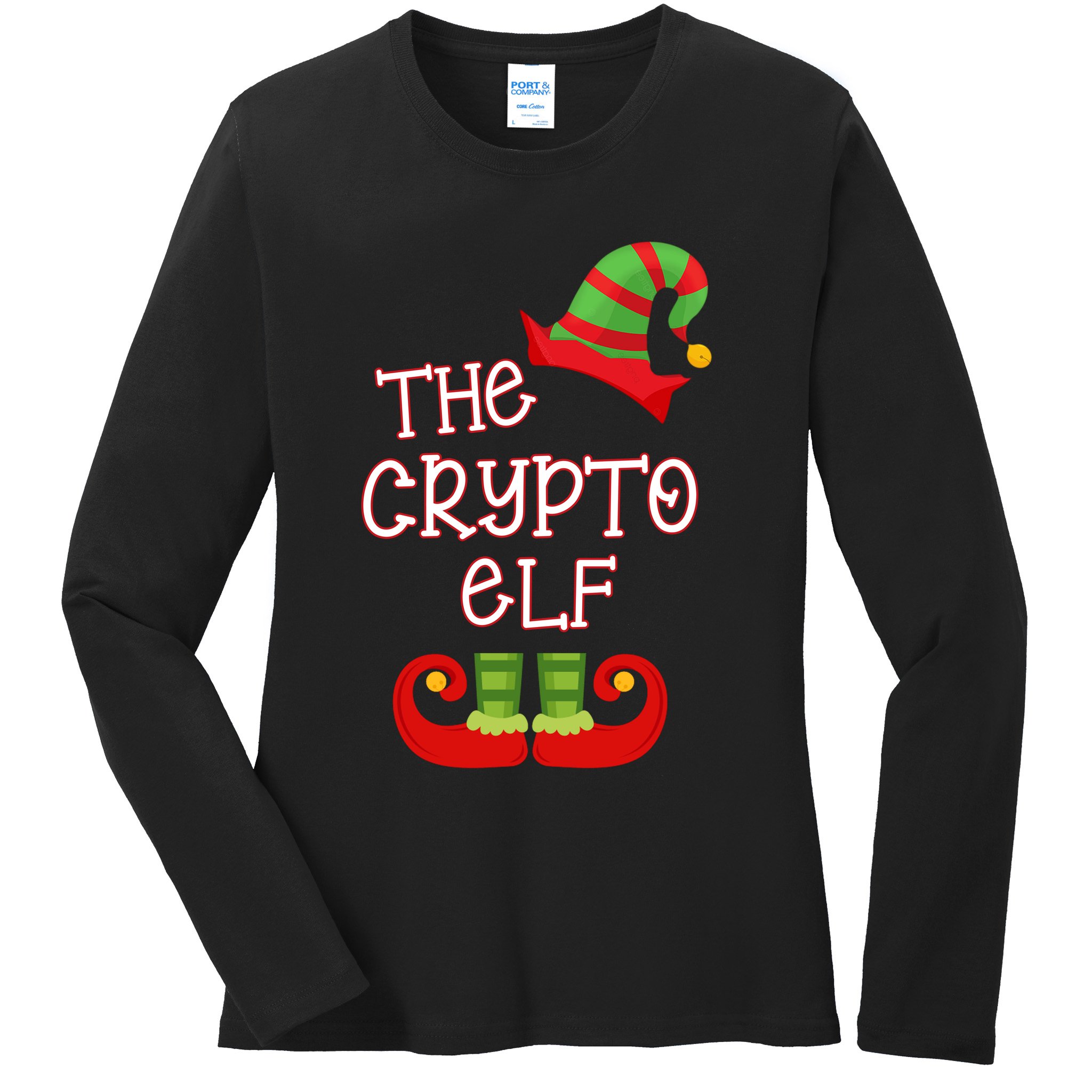 The Crypto Elf Funny Family Matching Christmas Ladies Long Sleeve Shirt