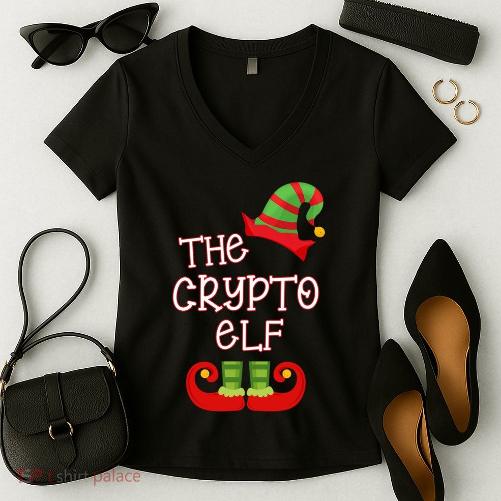 The Crypto Elf Funny Family Matching Christmas Women's V-Neck T-Shirt