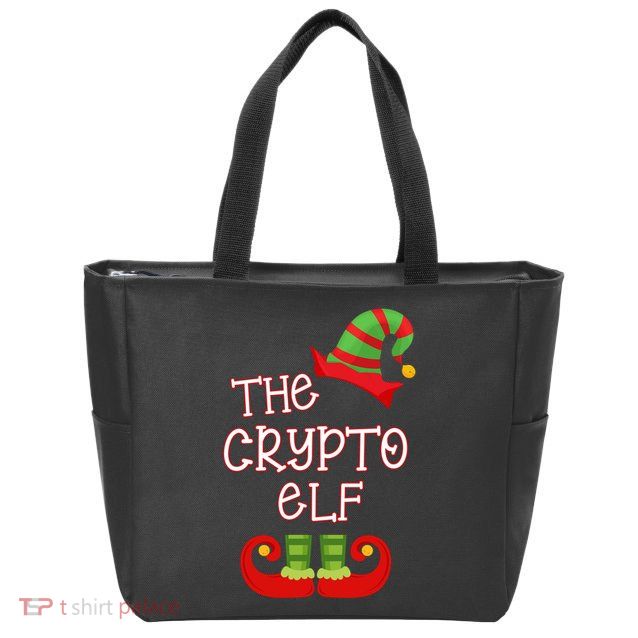 The Crypto Elf Funny Family Matching Christmas Zip Tote Bag