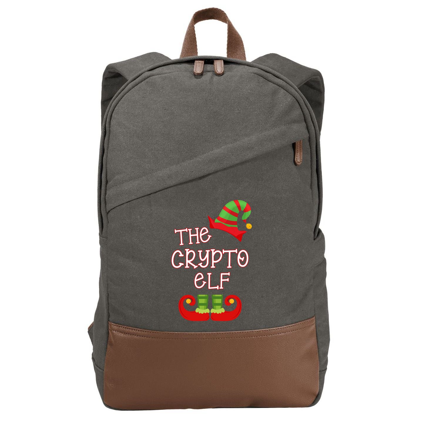 The Crypto Elf Funny Family Matching Christmas Cotton Canvas Backpack