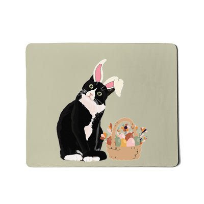 Tuxedo Cat Easter Bunny Black Cat Easter Egg Matching Family Mousepad