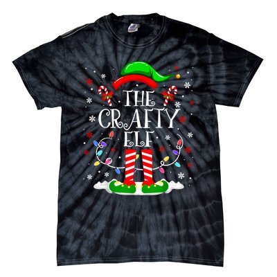 The Crafty Elf Funny Xmas Elf Matching Family Christmas Long Sleeve Tie-Dye T-Shirt