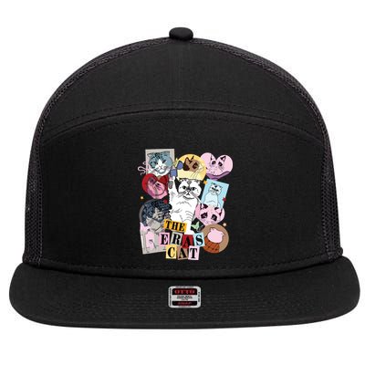 The Cat Eras In My Cat Mom Era Cat Lover 7 Panel Mesh Trucker Snapback Hat