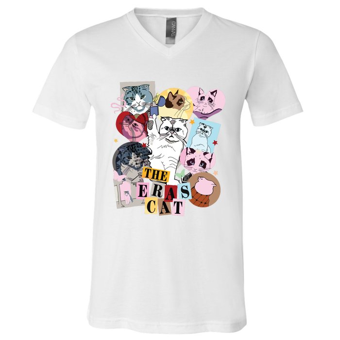 The Cat Eras In My Cat Mom Era Cat Lover V-Neck T-Shirt