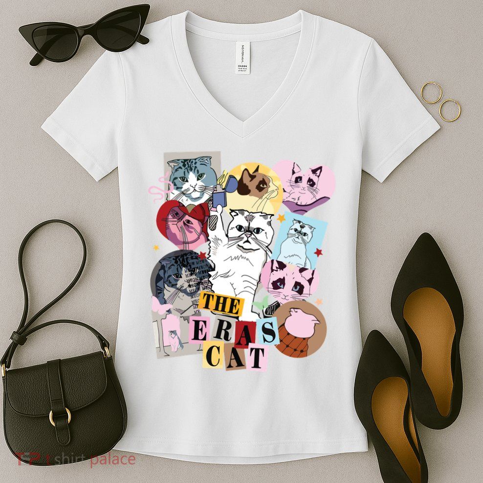 The Cat Eras In My Cat Mom Era Cat Lover Women's V-Neck T-Shirt